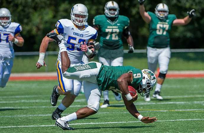 Jacksonville's Jamal Adjamah ran for a career-high 163 yards in a PFL win against Morehead State, Saturday (Courtesy Jacksonville Athletic Media Relations)